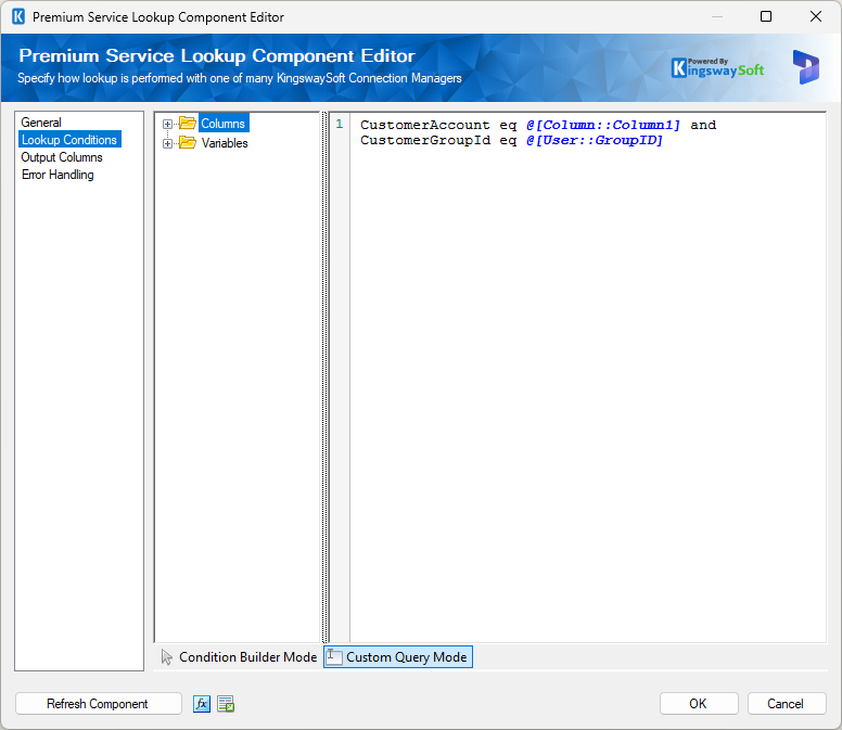 PSL- Dynamics FO - Lookup conditions - Custom Query Mode